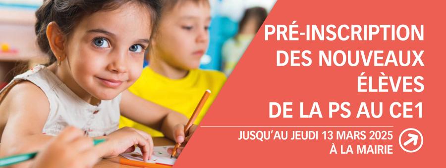 Inscription à l'école Francis Mouchet pour les nouveaux élèves de la PS au CE1 (CE2 à CM2 = inscription à Foulbec)